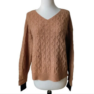 (NUDE) Italian 100% Wool Tan Cableknit Oversized Sweater EU40 US8/M